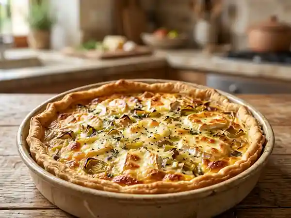 Tarte fondante au chèvre et poireaux - Photo de présentation