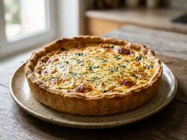 Tarte fondante au chèvre frais et menthe - Photo de présentation