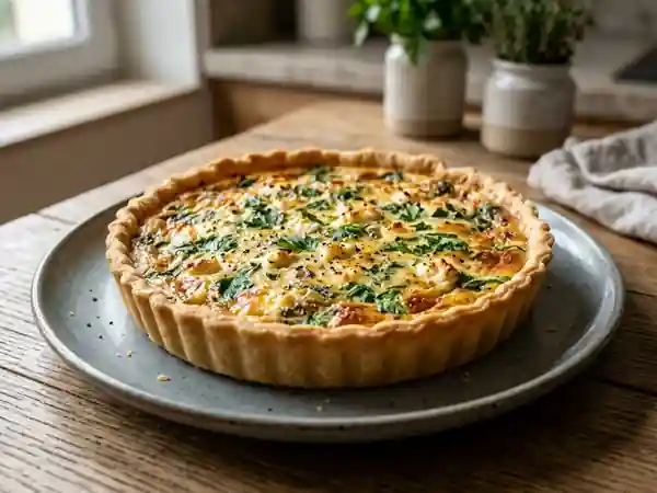 Tarte savoureuse au fromage de chèvre frais et persil - Photo de présentation