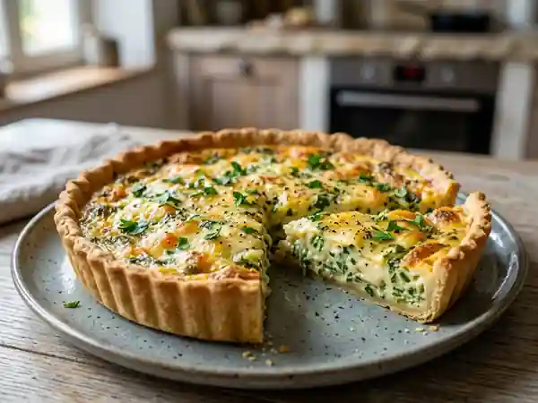 Tarte savoureuse au persil frais et gouda fondant - Photo de présentation