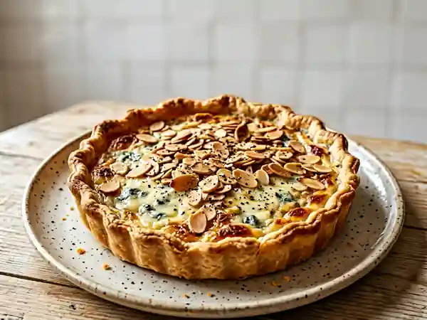 Tarte savoureuse au roquefort et amandes croquantes - Photo de présentation