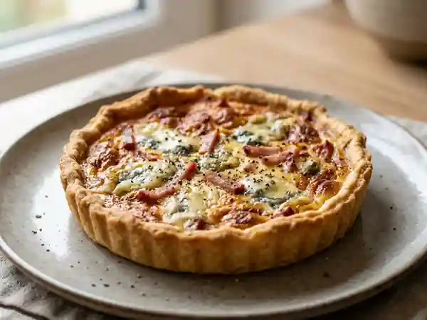 Tarte savoureuse au roquefort et jambon fumé - Photo de présentation