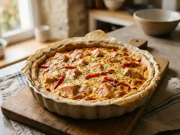 Tarte savoureuse au saumon et poivron aux saveurs du Sud - Photo de présentation