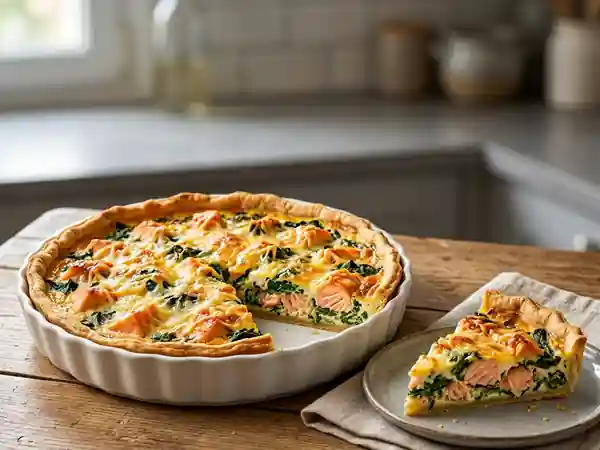 Tarte saumon épinards au fromage gratiné - Photo de présentation
