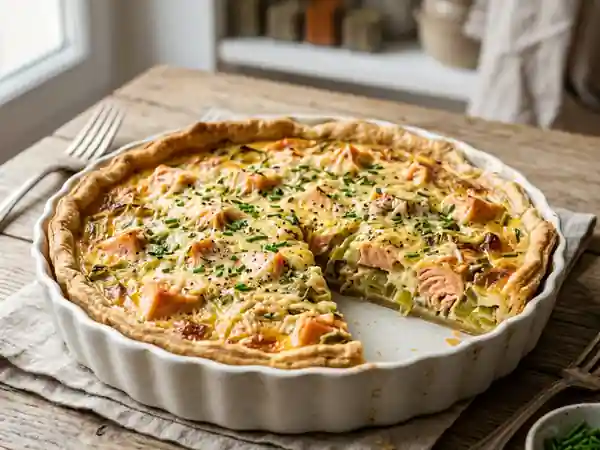 Tarte saumon et poireaux fondants - Photo de présentation