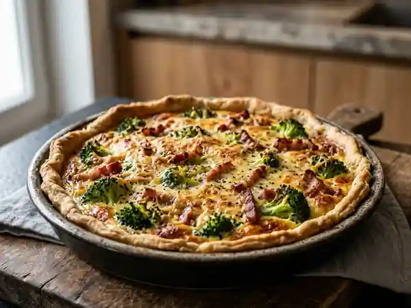 Tarte savoureuse aux brocolis et lardons croustillants - Photo de présentation