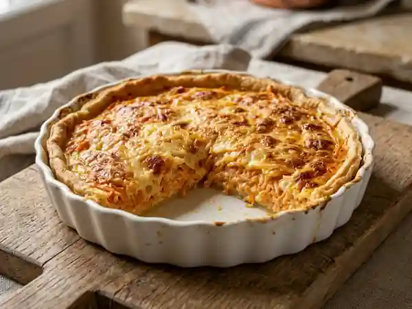 Tarte savoureuse aux carottes et sauce béchamel onctueuse - Photo de présentation