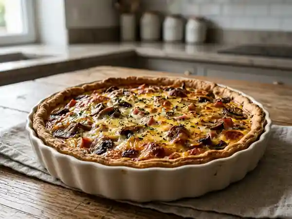 Tarte Fondante Champignons, Jambon et Ail - Photo de présentation