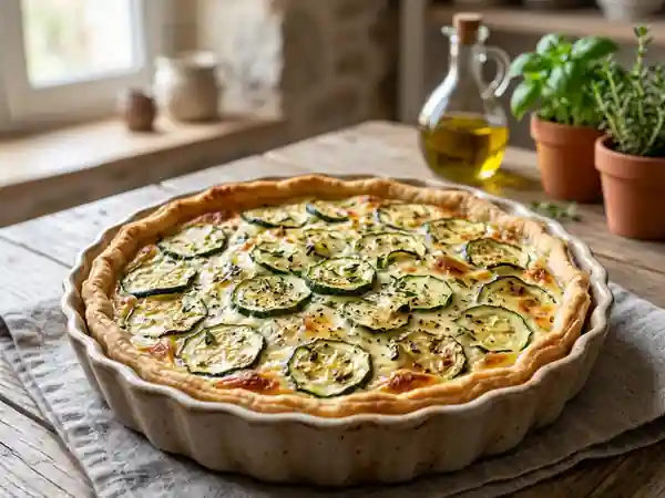 Tarte savoureuse aux courgettes et Boursin ail et fines herbes - Photo de présentation