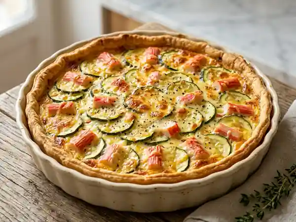 Tarte savoureuse aux courgettes et surimi facile - Photo de présentation