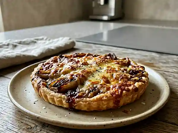 Tarte savoureuse aux endives caramélisées et vinaigre de vin - Photo de présentation