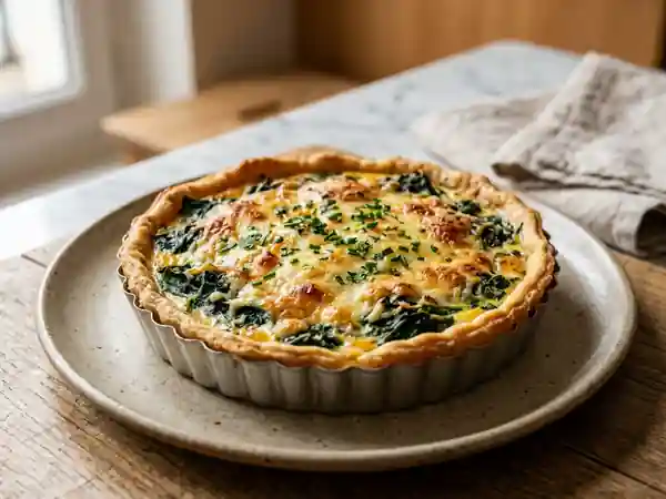 Tarte épinards-œufs fondante et dorée - Photo de présentation