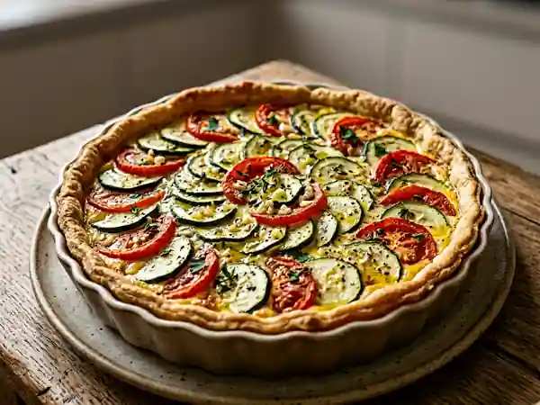 Tarte croustillante courgette, tomate et ail - Photo de présentation