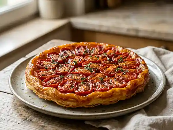 Tatin fondante aux tomates olivettes et thym - Photo de présentation
