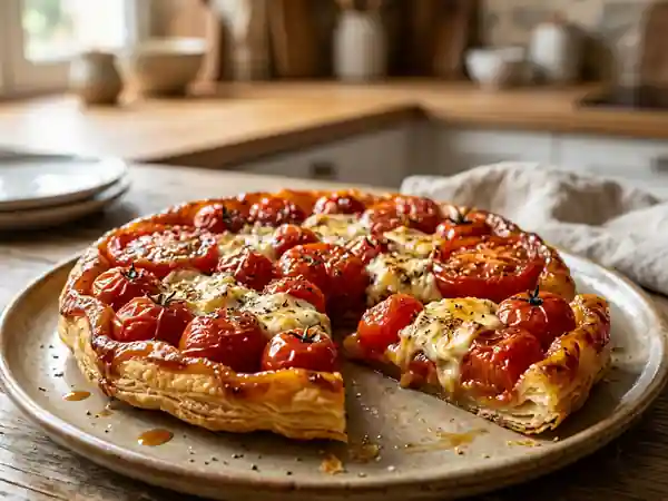 Tarte tatin de tomates au chèvre fondant : recette facile et gourmande - Photo de présentation