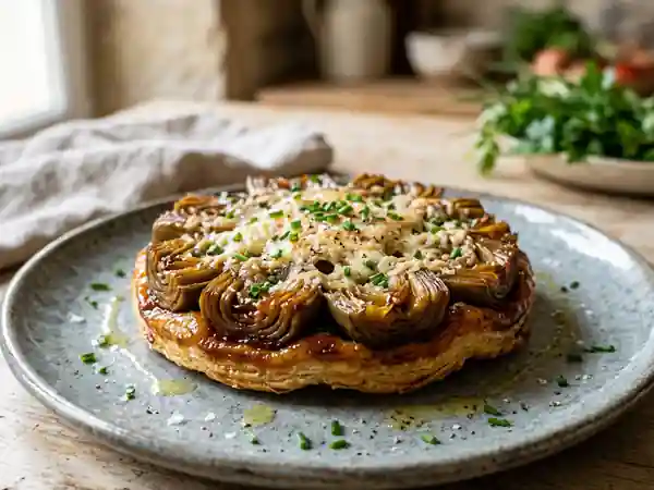 Tatin d'artichauts caramélisée au parmesan - Photo de présentation