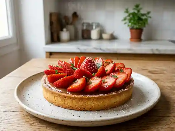 Tartelette fraise et son coulis de pomme fondant - Photo de présentation