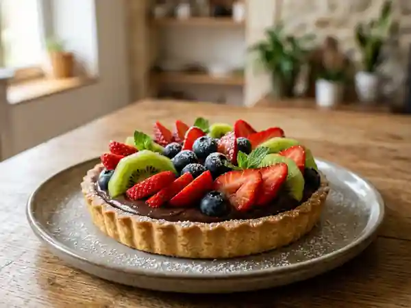 Tartelette chocolat noir et fruits frais croquants - Photo de présentation