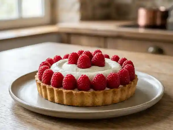 Tartelette croustillante chantilly et framboises - Photo de présentation