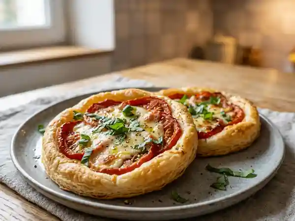 Tartelettes fines tomate et mozzarella fondante - Photo de présentation