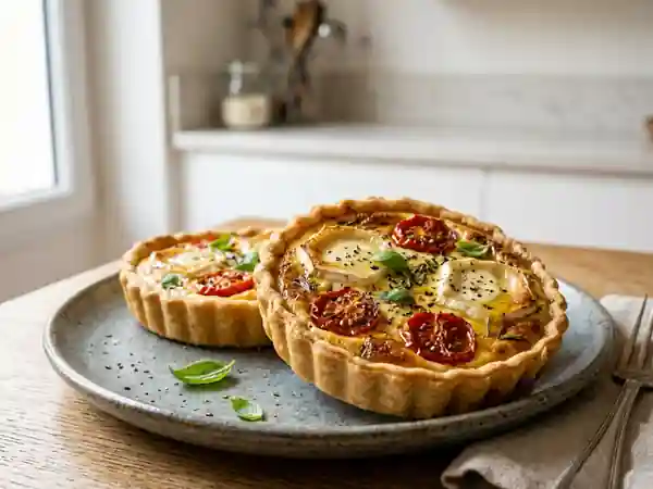 Tartelettes fondantes au chèvre et tomates cerises - Photo de présentation
