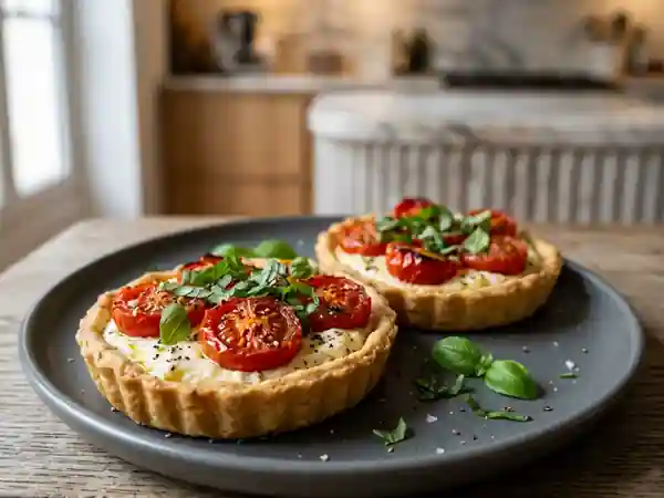 Tartelettes gourmandes au carré frais et tomates cerises - Photo de présentation