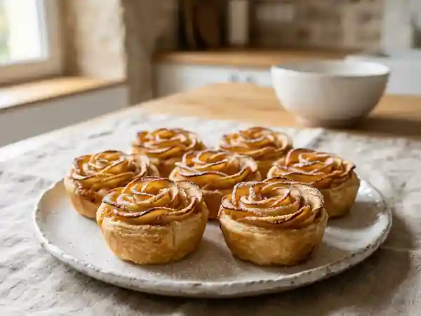 Tartelettes roses aux pommes croustillantes - Photo de présentation