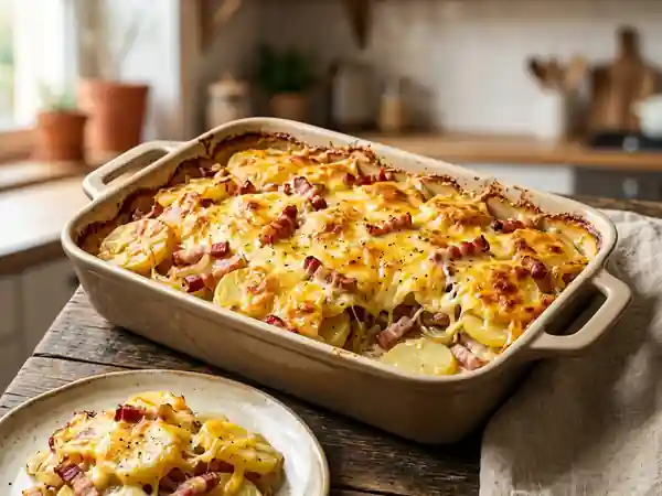 Tartiflette au cheddar et bacon croustillant - Photo de présentation