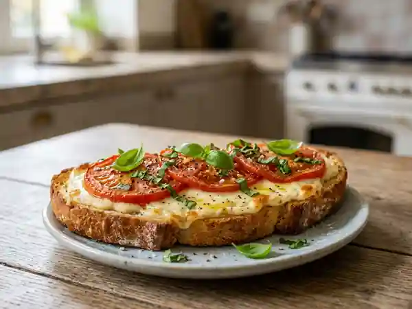 Tartine chaude gourmande au Carré Frais et herbes fraîches - Photo de présentation