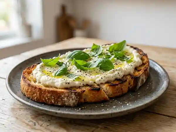 Tartine Ricotta Crémeuse au Basilic - Photo de présentation