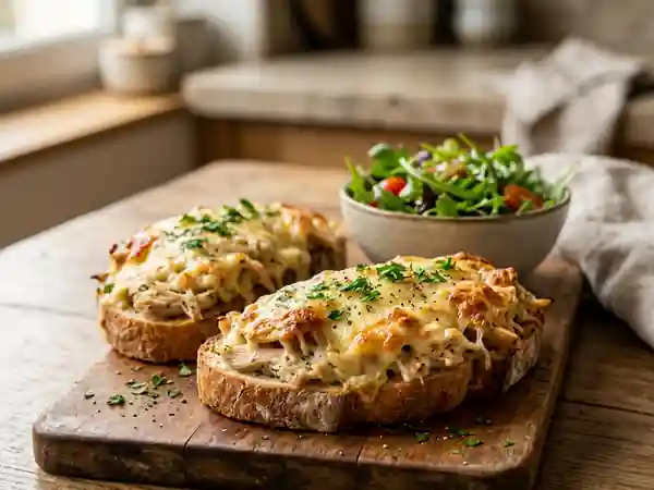 Tartines au poulet crémeuses et gratinées - Photo de présentation