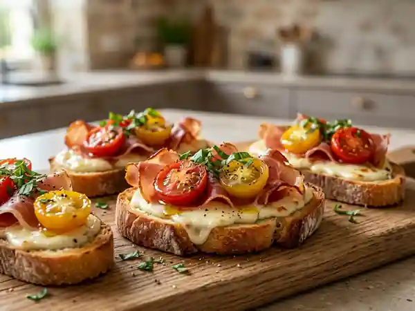 Tartines Croustillantes au Chèvre et Jambon Cru - Photo de présentation
