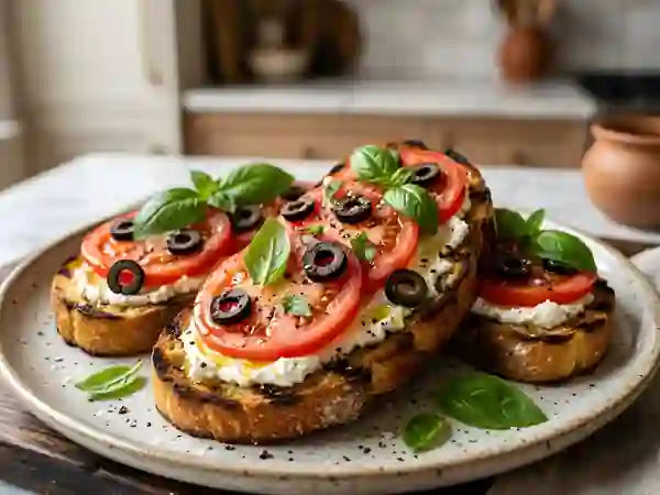 Tartines au chèvre frais et basilic - Photo de présentation