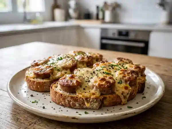 Tartines croustillantes saucisse et fromage - Photo de présentation
