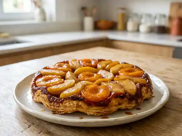Tatin fondante aux pommes et abricots - Photo de présentation