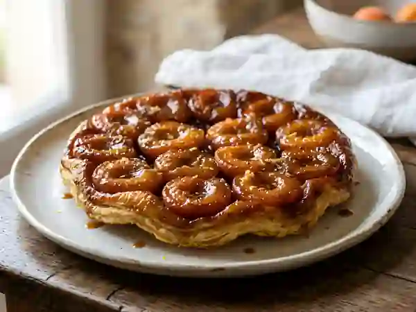 Tatin d'abricots rôtis au gingembre frais - Photo de présentation