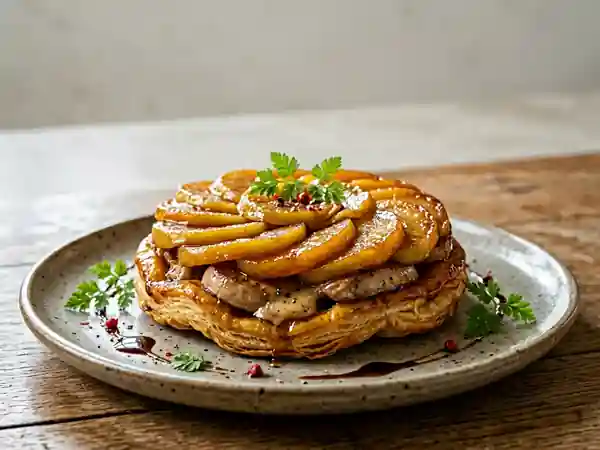 Tatin fondante de foie gras et pomme verte - Photo de présentation