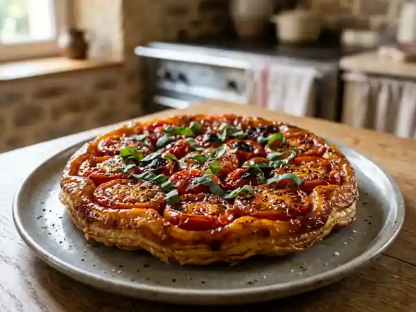 Tatin de tomates au basilic : tarte renversée gourmande et parfumée - Photo de présentation