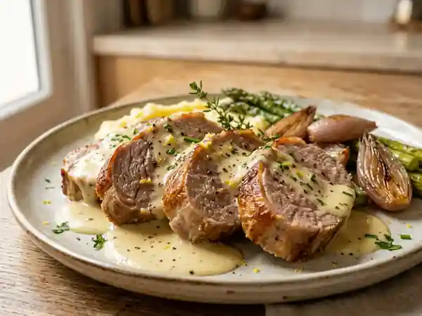 Tendron de veau fondant au citron et crème - Photo de présentation