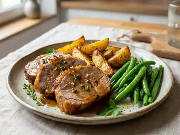 Tendron de veau fondant et ses légumes rôtis - Photo de présentation