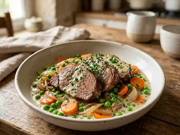 Tendron de veau printanier fondant aux légumes de saison - Photo de présentation