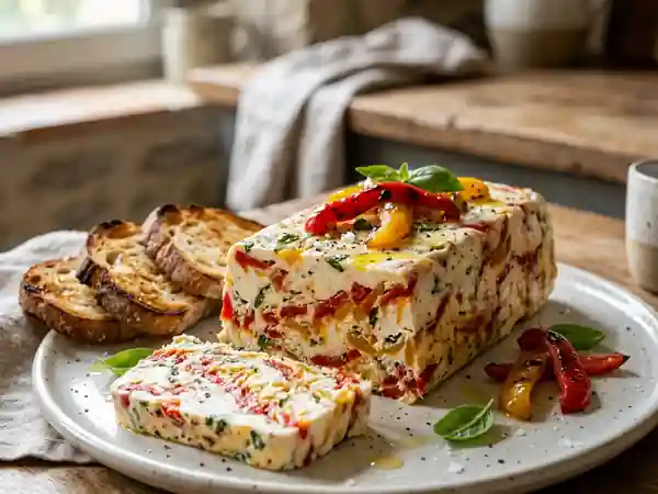 Terrine de chèvre aux poivrons grillés : recette gourmande et facile - Photo de présentation