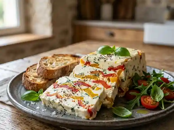 Terrine fondante chèvre et poivrons grillés - Photo de présentation