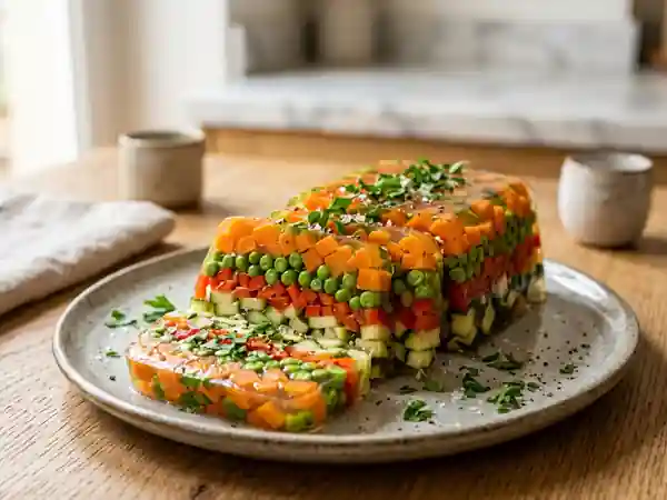 Terrine de légumes colorée en gelée maison - Photo de présentation