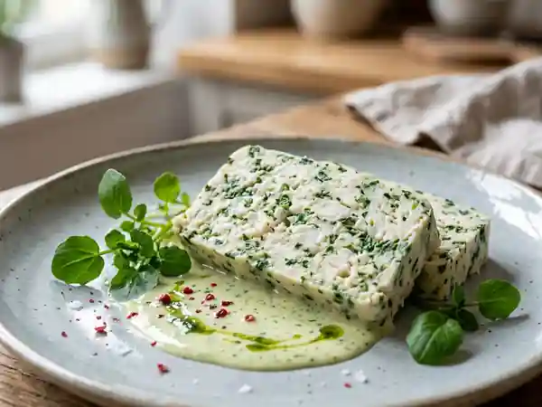 Terrine de merlan fondante au cresson frais - Photo de présentation
