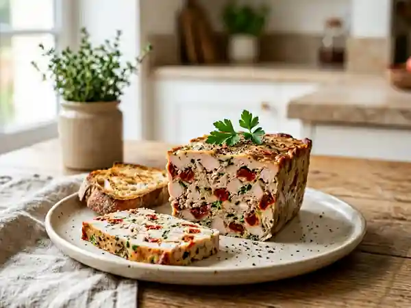 Terrine fondante poulet fumé et tomates séchées - Photo de présentation