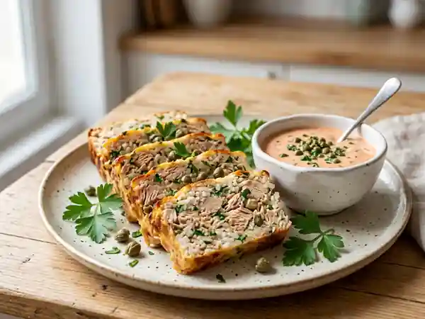 Terrine de thon fondante au riz et sauce cocktail - Photo de présentation