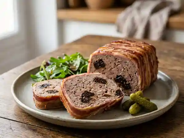 Terrine de viande aux pruneaux et lard fondant : recette gourmande et facile - Photo de présentation