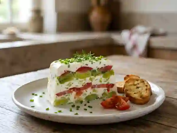 Terrine fondante poireaux-tomates au fromage frais - Photo de présentation