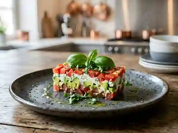 Terrine fondante tomate, avocat et basilic - Photo de présentation